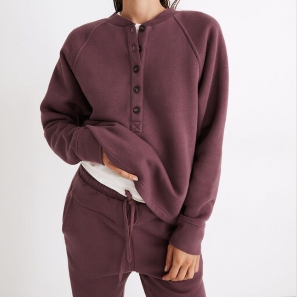 Madewell MWL Betterterry Henley Sweatshirt purple 41843